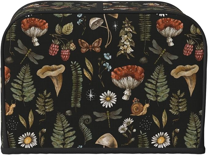 Vintage Witch Leaves Plant Mushroom 4 Slice Toaster Cover, Waterproof Toaster - Image 3