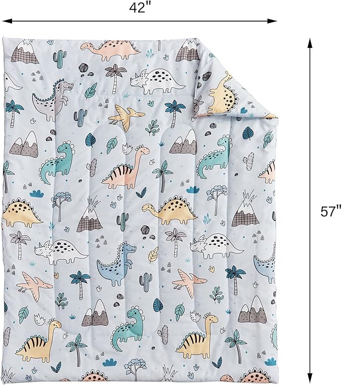 Joyreap 4 Piece Toddler Bedding Set, Cute Dinosaur on Light Blue, Ultra Soft - Image 6