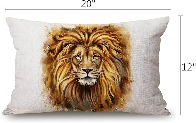 Solekla Lion Head Lumbar Throw Pillow Cover 12x20 Inch Decorative Bedroom - Image 2