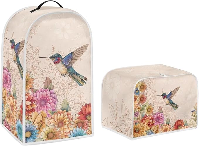 Hummingbird Appliance Covers Set Washable Kitchen Blender Dust Cover Flower by Pointodoor