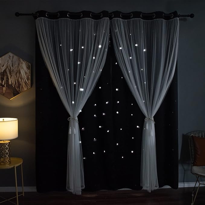 Kinryb Kids Blackout Curtains for Bedroom/Living Room/Classroom, Sheer Overlay - Image 2