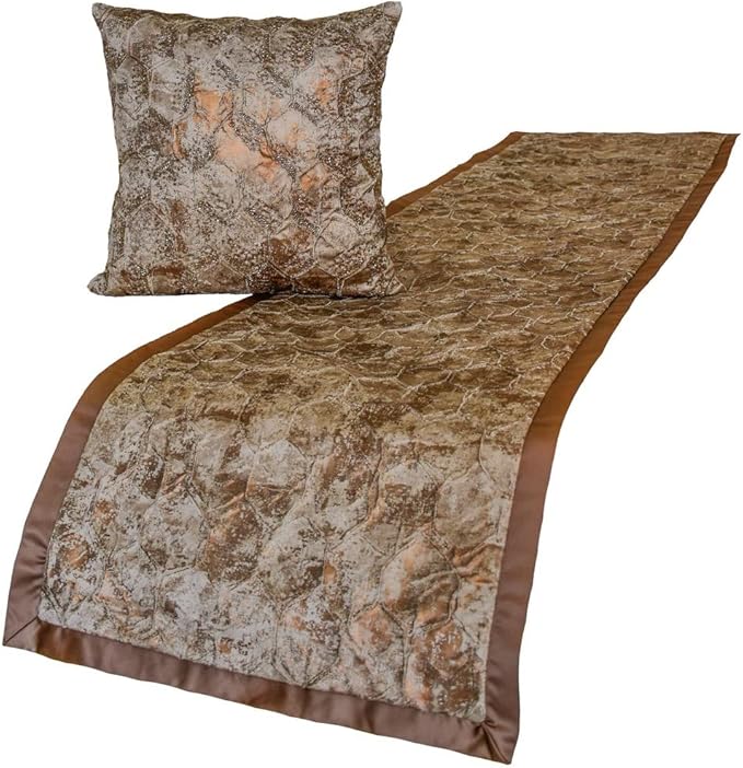 The HomeCentric King/Queen/Twin Copper Designer Twin 53"x18" Bed Runner Without by TheHomeCentric