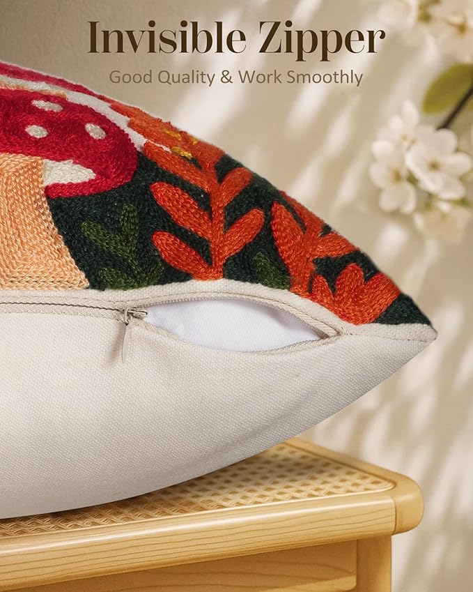 Embroidered Throw Pillow Covers 18x18 Inch - Image 3