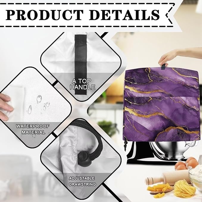 Stand Mixer Covers Protector Purple Marble Design Mixer Dust Covers Protector - Image 7