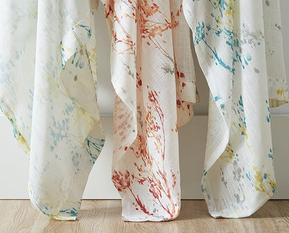 Branch Sheer White Curtains 96inch Long Red Tree Branch Semi Sheer Curtains - Image 5