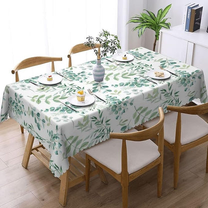 Sage Green Leaves Tablecloth Plant Watercolor Eucalyptus Branches Table Cloth - Image 2