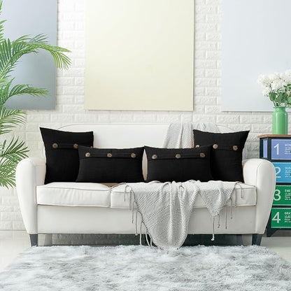 HWY 50 Black Chenille Throw Pillow Covers 16x16 Inch - Image 6