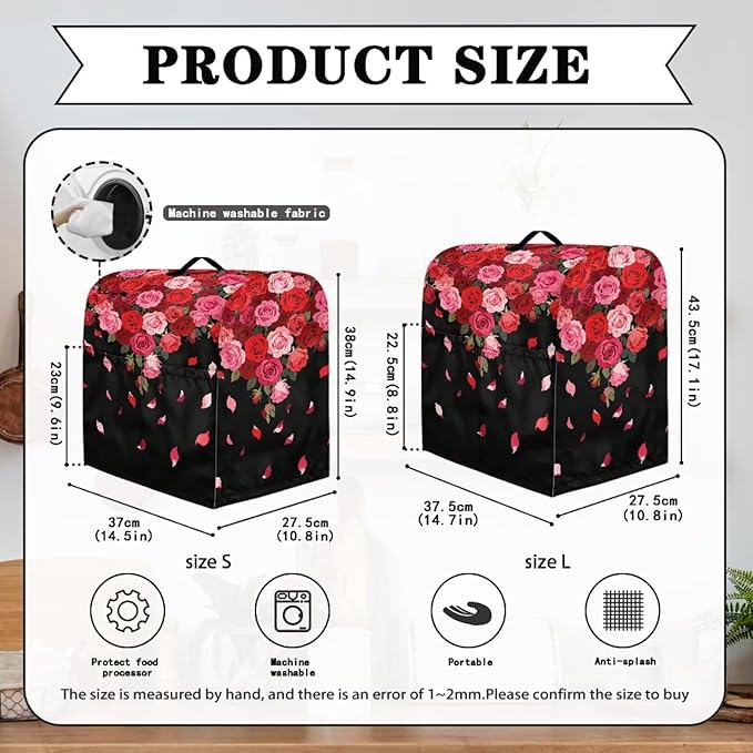 Stand Mixer Covers Protector Red Rose Print Stand Mixer Dust Covers Fit Kitchen - Image 6