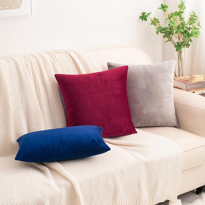 HWY 50 Burgundy Red Velvet Rectangular Throw Pillow Covers 12x20 Inch - Image 5