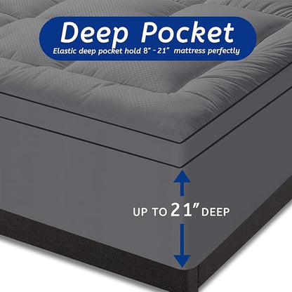 King Size Mattress Topper for Back Pain, Cooling Extra Thick Mattress Pad Cover - Image 5