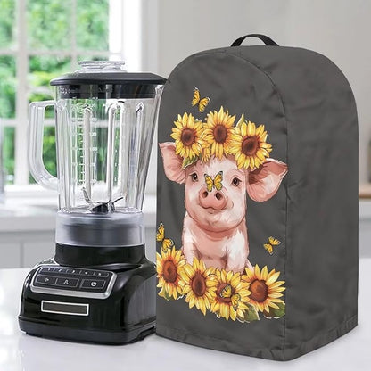 Pig Sunflower Pattern Blender Dust Cover, Drawstring Stand Mixer or Coffee by Annejudy