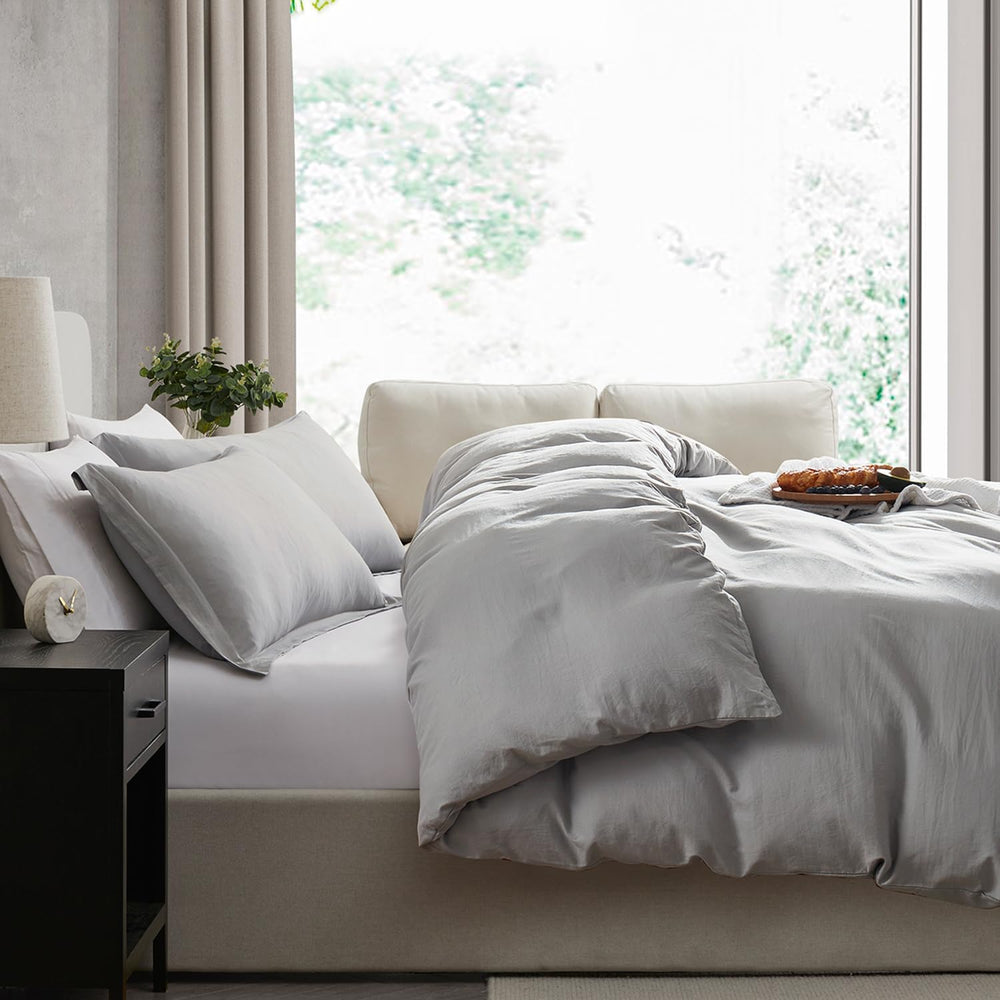 Nestl Light Grey Duvet Cover King Size - Soft Double Brushed King Duvet Cover...