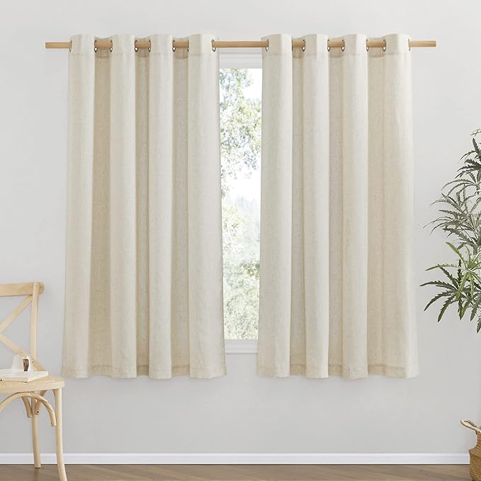 NICETOWN Natural Linen Curtains Flax Texture by NICETOWN