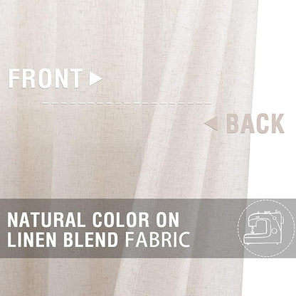 jinchan Beige Linen Kitchen Curtains 36 Inch Tier Curtains Farmhouse Cafe Light - Image 6