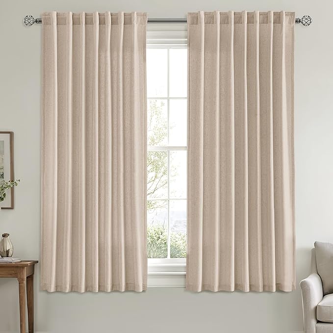 MIULEE Non-See-Through Privacy Linen Curtains 2 Panels, Light Filtering Window - Image 3