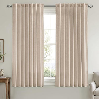 MIULEE Non-See-Through Privacy Linen Curtains 2 Panels, Light Filtering Window - Image 3