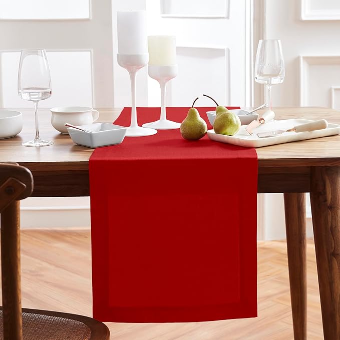 Solino Home 100% Pure Linen Red Table Runner 72 Inches by SolinoHome