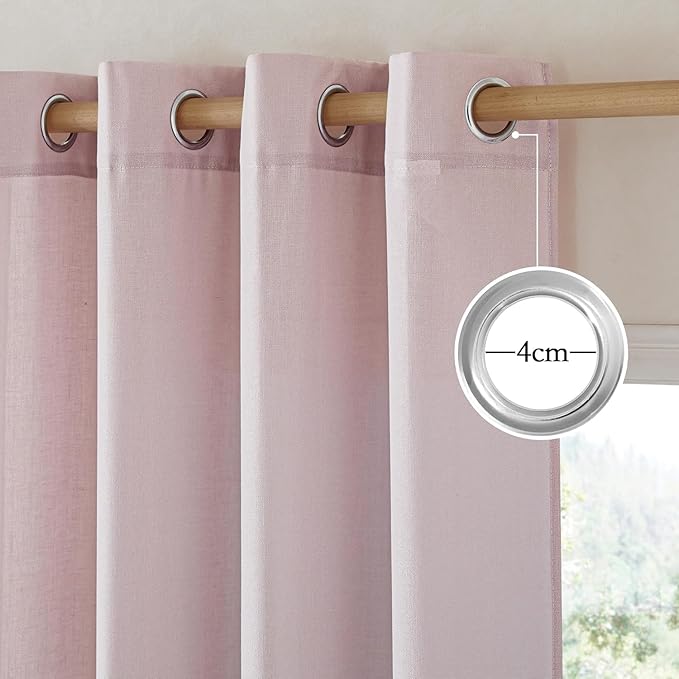NICETOWN Blush Pink Linen Curtains - Image 3