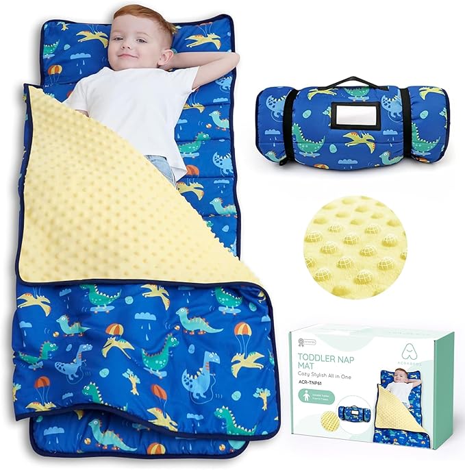 ACRABROS Toddler Nap Mat with Pillow and Blanket, Extra Large Rolled Napping by ACRABROS
