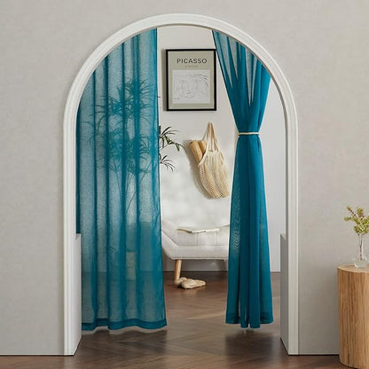 NICETOWN Semi Sheer Curtains Flax Linen Texture, Grommet Retro Window Treatment - Image 7