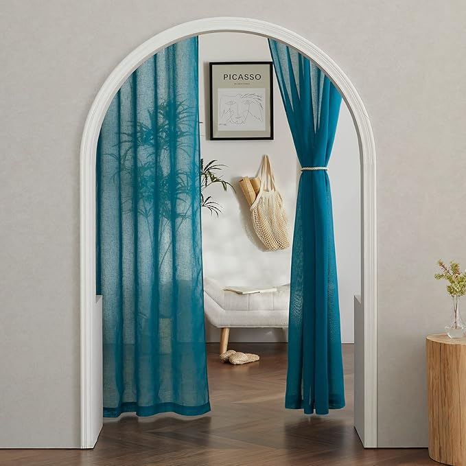NICETOWN Semi Sheer Curtains Flax Linen Texture, Grommet Retro Linen Weave - Image 8