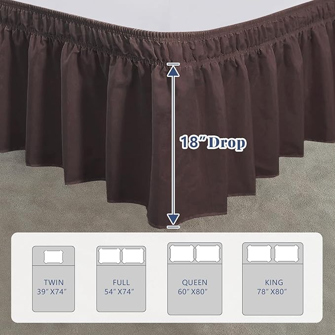 Full Bed Skirt, Elastic Wrap Around Bed Skirt Full Size, Bed Skirts - Image 2
