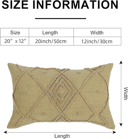 Boho Geometric Textured Lumbar Pillow Cover 12x 20, Woven Tufted Neutral - Image 7