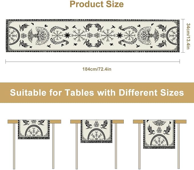 Viking Tree of Life Table Runner, Raven Helmet of Awe Seasonal Table Runner - Image 7