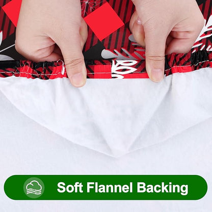 Smiry Plastic Christmas Tablecloth, Buffalo Plaid Waterproof Elastic Fitted - Image 5