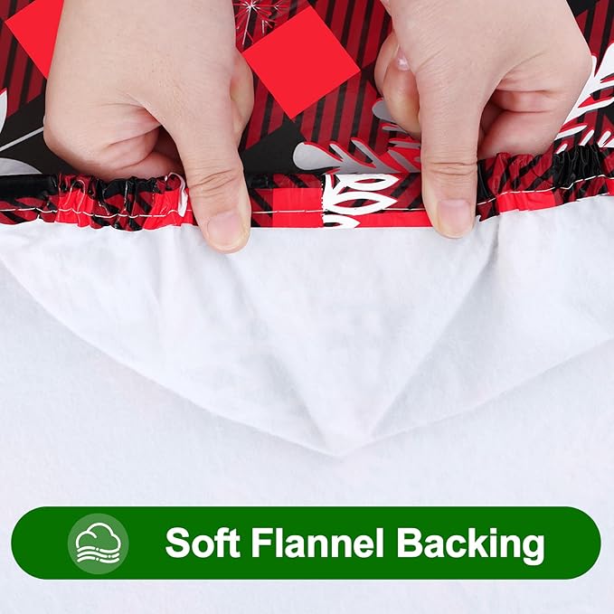 Smiry Plastic Christmas Tablecloth, Buffalo Plaid Waterproof Elastic Fitted - Image 5