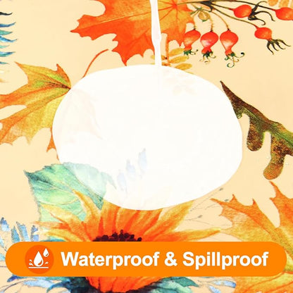 Smiry Plastic Thanksgiving Tablecloth, Sunflower & Pumpkin Wipeable Flannel - Image 3