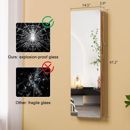 hnebc over the door jewelry organizer with led shown in use