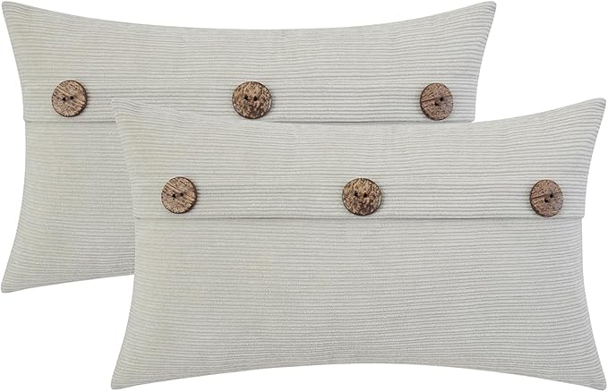 HWY 50 Light Grey Gray Chenille Throw Pillow Covers 12x20 Inch by HWY50