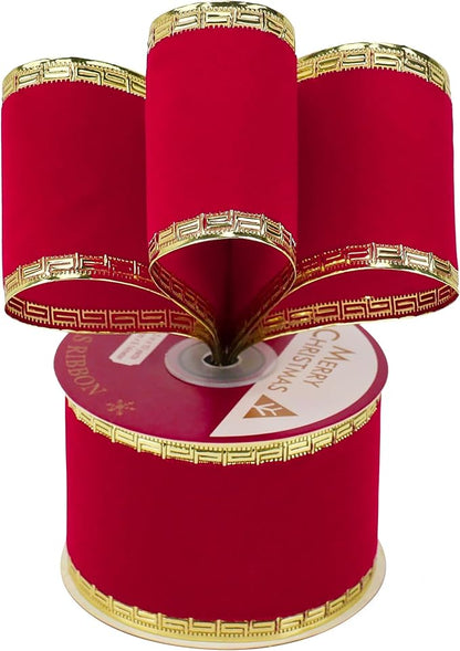 MEEDEE 2.5 Inch Red Velvet Christmas Ribbon 10 Yards Velvet Wired Ribbons - Image 7