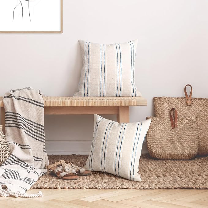 AELS 16x16 Decorative Farmhouse Linen Throw Pillow Covers, Boho Textured Pillow - Image 5