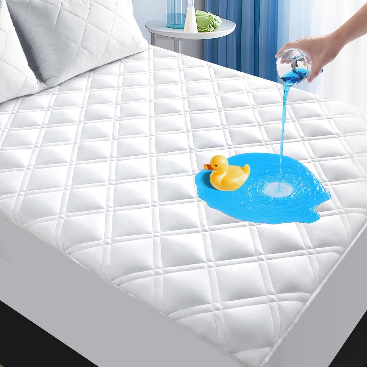 queen mattress protector waterproof, mattress pad fitted deep, main product view