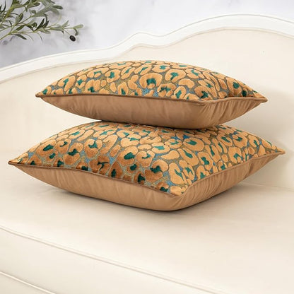 Alerfa Green Brown Floral Throw Pillow Cover 12 x 20 Inch Cut Velvet Rectange - Image 4