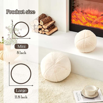 Uvvyui Ivory Ball Pillow, Ball Shaped Pillow Plush Cushion - Image 2