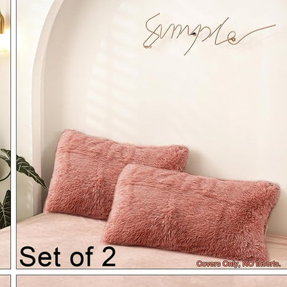 MorroMorn Decorative Pillows Covers, 2 Packs Faux Fur Pillow Cases Standard Size - Image 3