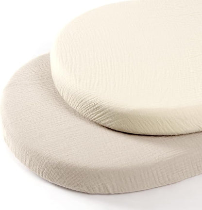 lulumoon Baby Muslin Bassinet Sheets: Cotton Bassinet Sheets Neutral by Lulumoon
