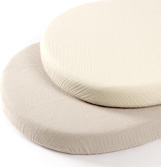 lulumoon Baby Muslin Bassinet Sheets: Cotton Bassinet Sheets Neutral by Lulumoon