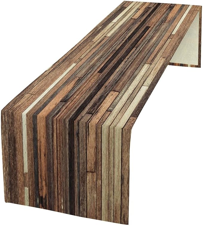 Rustic Wooden Barn Door Table Runner Wood Plank Brown Barnwood Country Lodge by ZhiRain