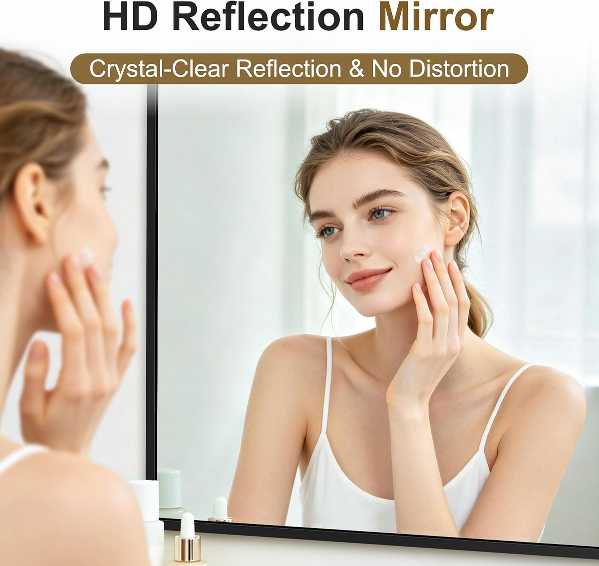 bathroom vanity mirror for over sink, 30x20 inch, close-up detail