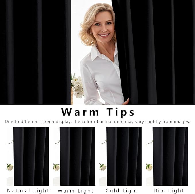 Linen 100% Blackout Curtains for Bedroom, Back Tab/Rod Pocket Curtain for - Image 6