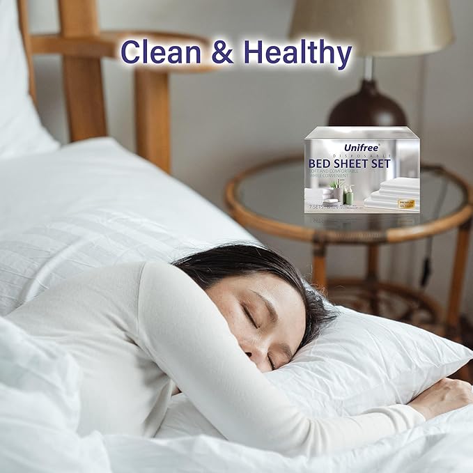 UNIFREE 7 Sets Disposable Bed Sheets Travel Sheets - Image 2