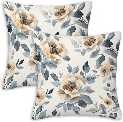 Throw Pillow Covers 18x18 Set of 2, Flowers Cushion Covers, Decorative Square by Unknown