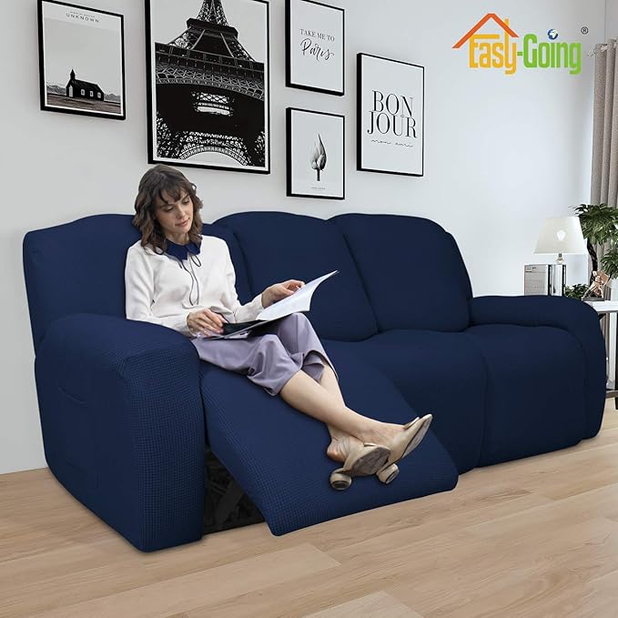 Easy-Going 8 Pieces Recliner Sofa Stretch Sofa Slipcover Sofa Cover Furniture - Image 2