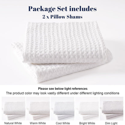 PHF Ultra Soft Waffle Weave Euro Shams Pillow Covers, No Filling, 2 Pack 26" x 26" Bed Cushion Covers, Breathable & Skin-Friendly Bed Pillow Shams for Stylish Home Decor, White