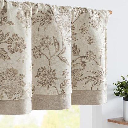 jinchan Floral Valance Curtain Linen Kitchen Valance by JINCHAN