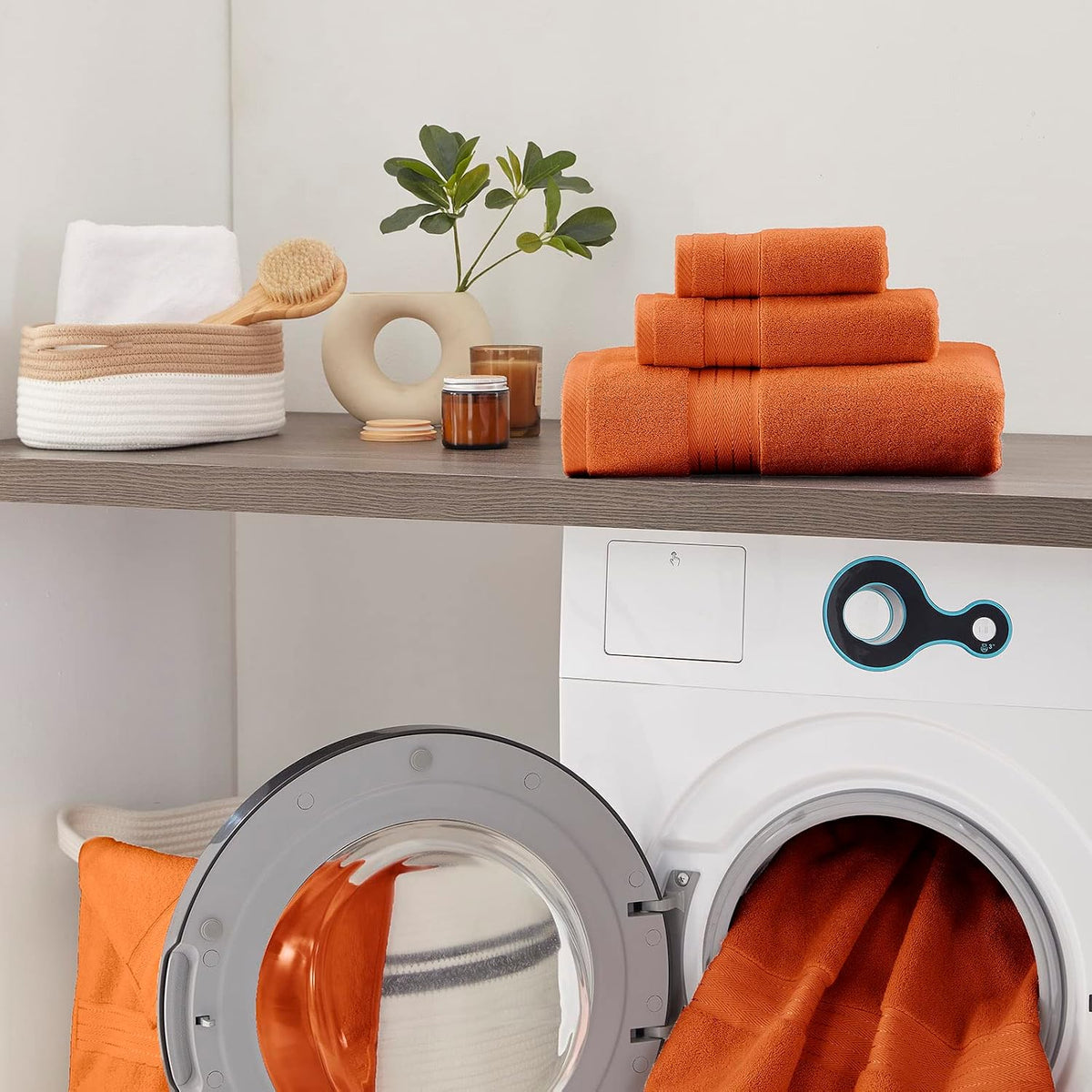cozyart luxury bath towel set 6 pcs, burnt showing dimensions